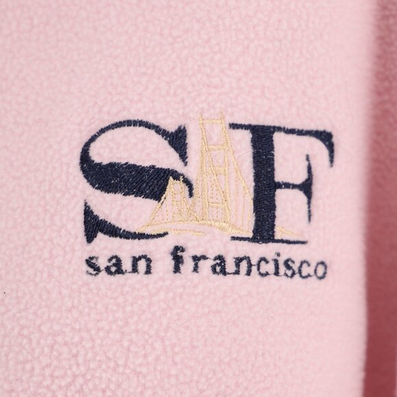 VINTAGE SAN FRANCISCO USA Embroidered Fleece Zip-Up Jacket Baby Pink Size M - Picture 5 of 8